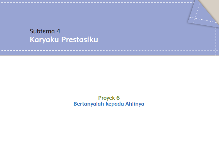 Kunci Jawaban Tema 3 Kelas 5 Halaman 123, Subtema 4: Karyaku Prestasiku, Proyek 6 Bertanyalah kepada Ahlinya