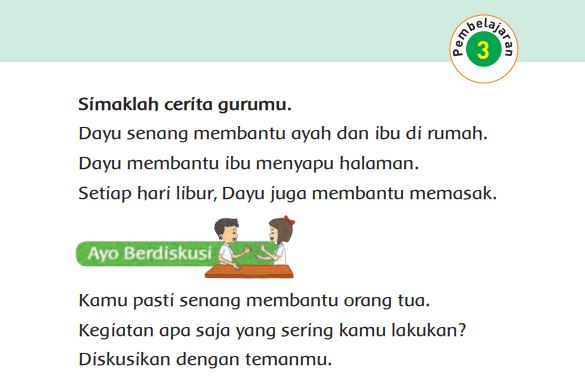 Kunci Jawaban Tema 4 Kelas 1 Halaman 60 dan 64, Subtema 2: Kegiatan Keluargaku, Pembelajaran 3