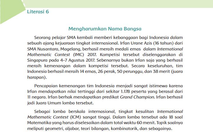 Kunci Jawaban Tema 6 Kelas 6 Halaman 142 dan 143, Subtema 4: Aku Cinta Membaca, Mengharumkan Nama Bangsa