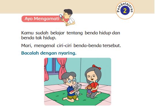 Kunci Jawaban Tema 7 Kelas 1 SD Halaman 12 dan 13, Subtema 1 Benda Hidup dan Tak Hidup di Sekitar Kita: Pembelajaran 2