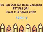 Kisi-kisi Soal dan Kunci Jawaban PAT PAS UAS Tema 5 Kelas 2 SD Tahun 2022