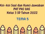 Kisi-kisi Soal dan Kunci Jawaban PAT PAS UAS Tema 5 Kelas 3 SD Tahun 2022