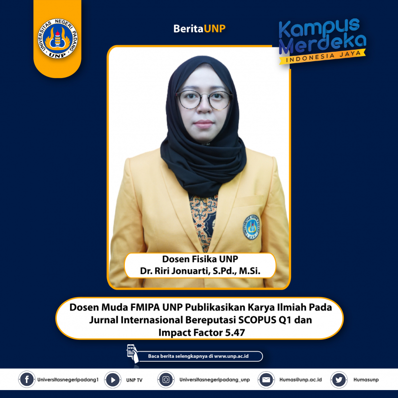 Dosen Muda FMIPA UNP Publikasikan Karya Ilmiah Pada Jurnal Internasional Bereputasi SCOPUS Q1 dan Impact Factor 5.47