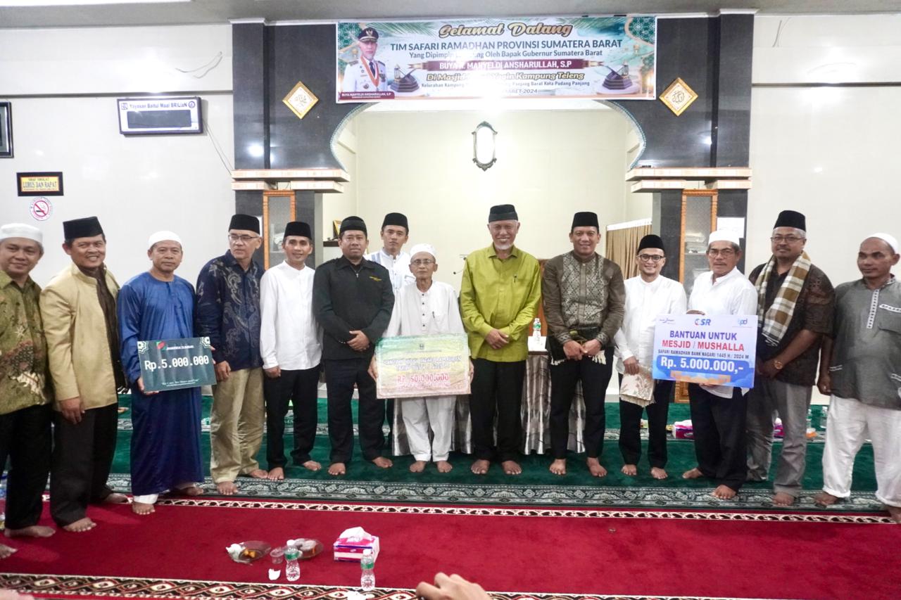 Safari Ramadhan Gubernur dan Wali Kota Padang Panjang, Masjid Nurul Yaqin Terima Bantuan Rp60 Juta