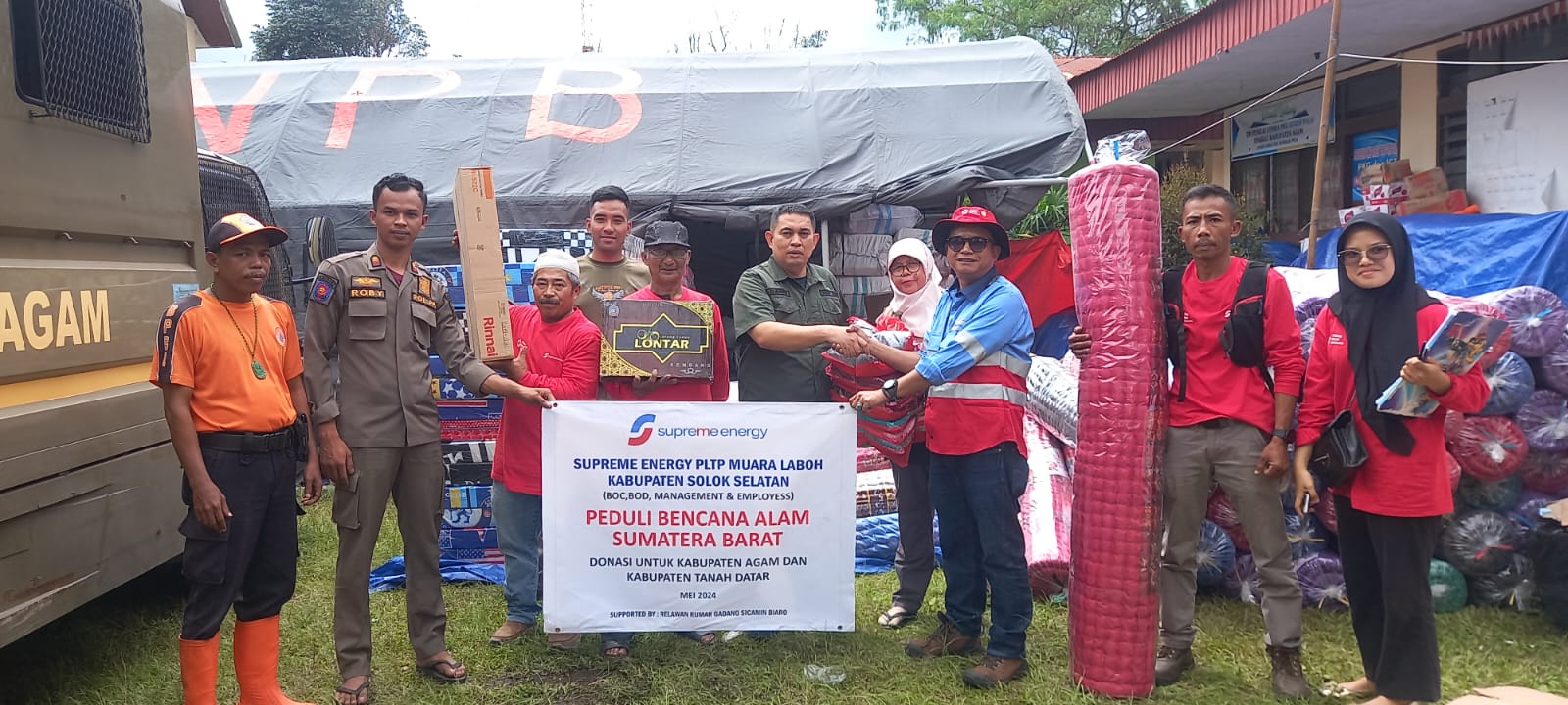 Supreme Energy PLTP Muara Laboh Kabupaten Solok Selatan Salurkan Bantuan Bencana ke Posko Utama Agam di Sungai Pua