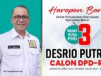 Desrio Putra, Menantu Rang Piaman, Siap Hadapi PSU 13 Juli 2024